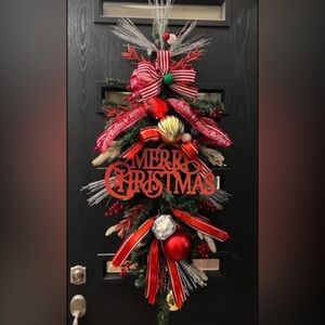 Festive Red and Green Christmas Door Swag